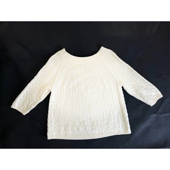 Talbots Cable Knit 3/4 Cable Knit 3/4 Sleeve Sweater Cream Size Petite XL - Picture 12 of 12